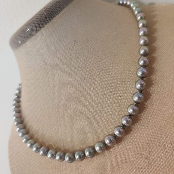 Genuine Majorica Tahitian Pearls Necklace w/Sterling Silver Clasp - Picture 3 of 16